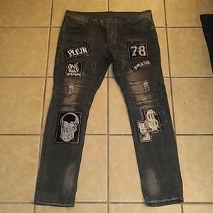 Biepa Jeans Punk Rock Patches Skulls